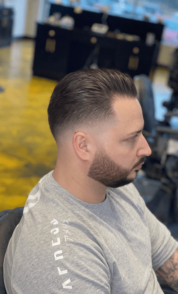 Curly top with taper fade